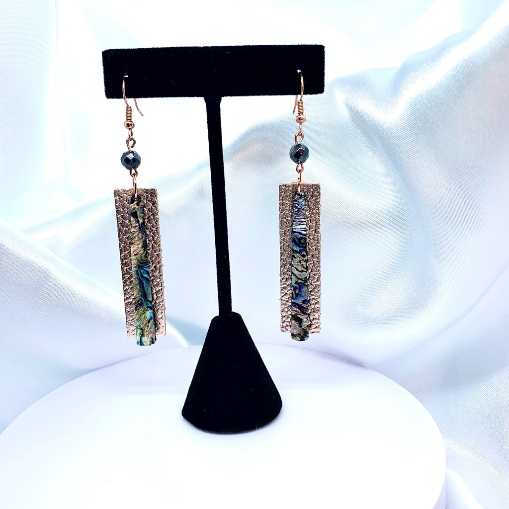 Leather And Crystal Earrings